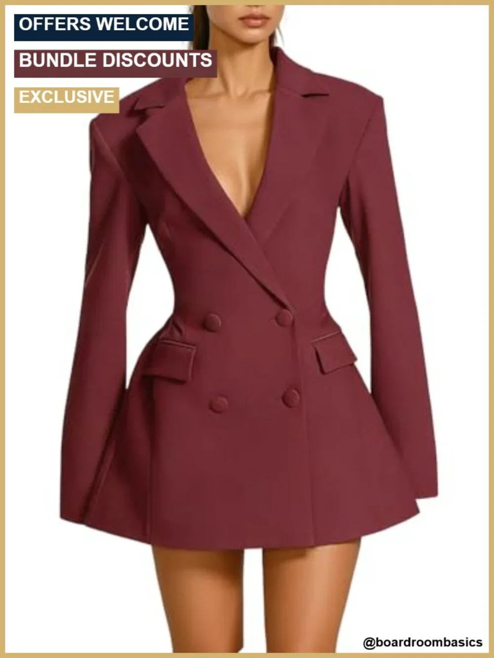 Elegant V Neck Long Sleeve Cocktail Mini Blazer Dress Pleated Hem A-Line